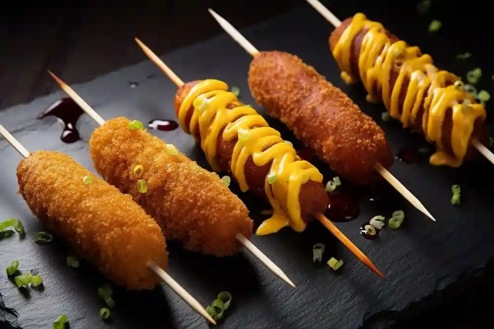 Korean Corn Dog natural lighting savory plating square 420828 1